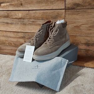 Aquatalia weatherproof extra light Dante suede light taupe men's lace up boots